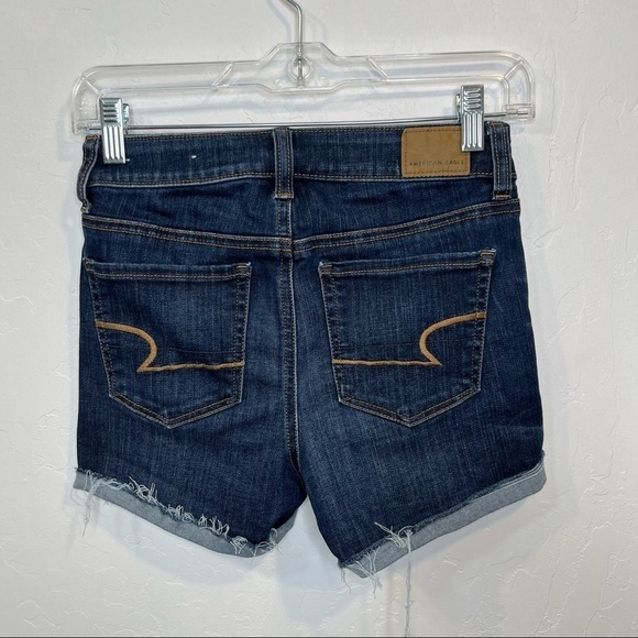 AMERICAN EAGLE High Rise Shortie Rolled raw hem Size 0 - Picture 4 of 6